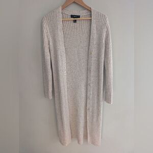 Forever 21 Cream Wool Ribbed Long Duster Cardigan Size M